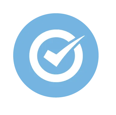 Icon: Blauer Kreis mit Häkchen